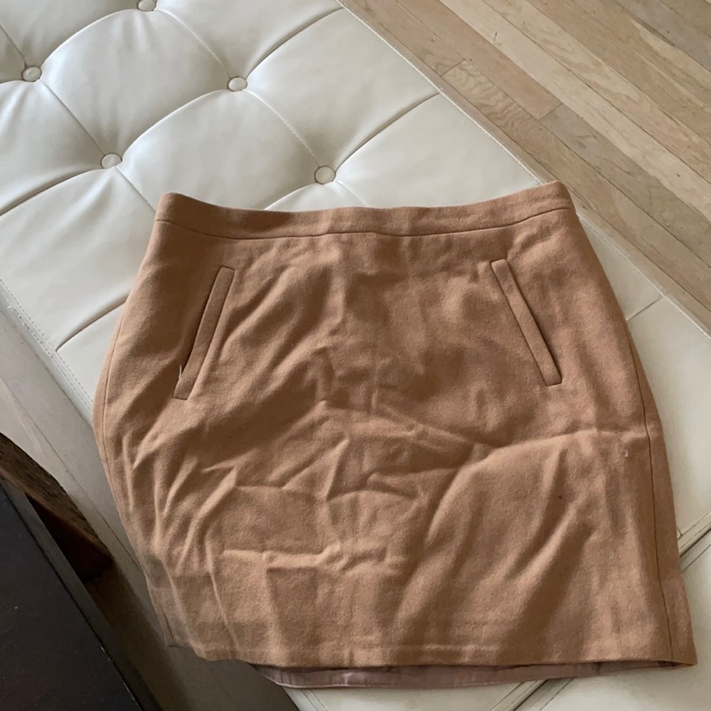 Jcrew wool mini skirt, tan color